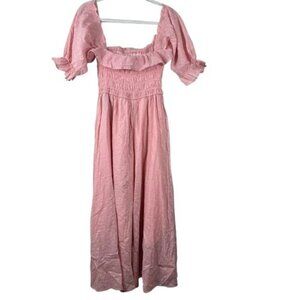 NEW R. Vivimos Smocked Midi Polka Dot Dress Sz Medium Cottagecore